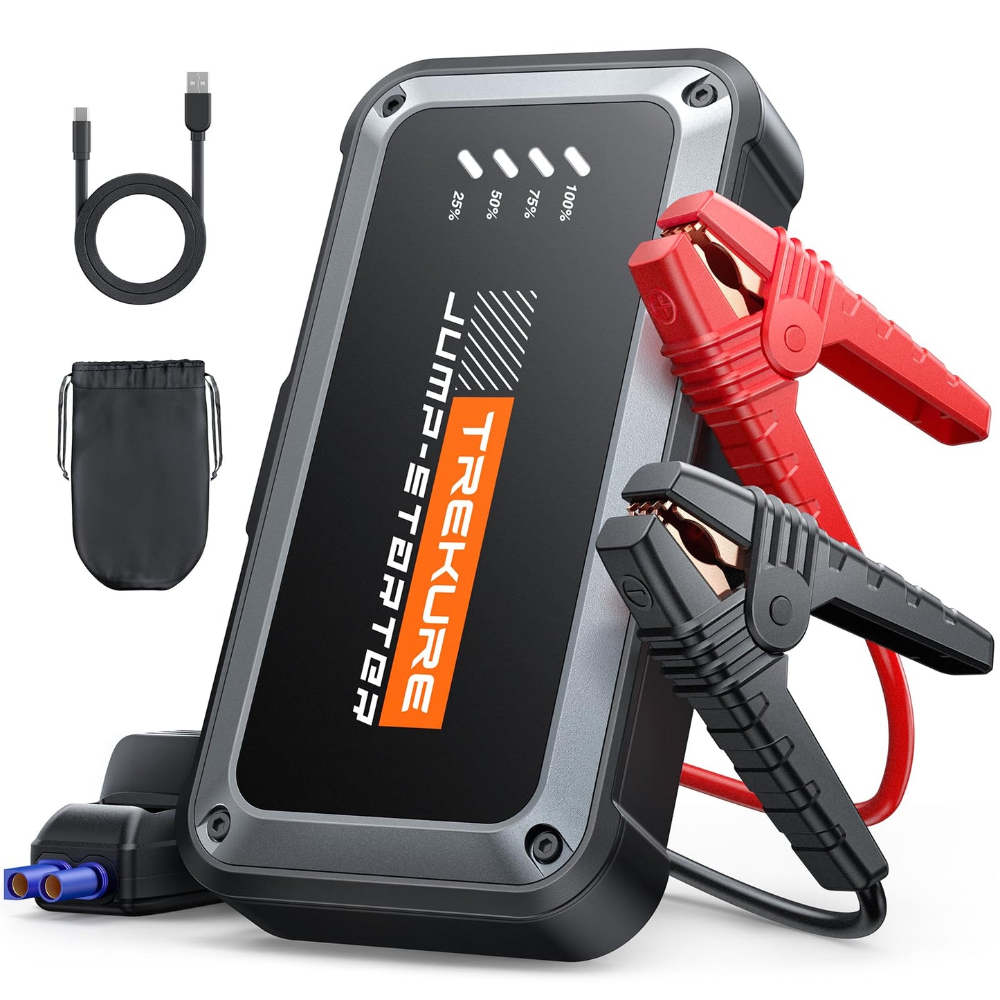TREKURE 4000A Jump Starter Power Pack, 12V Car Battery Booster Jump Starter (up to 9.0L Gas or 8.5L Diesel Engine), Car Starter Power Bank with LED Flashlight, Jump Pack with Jump Leads