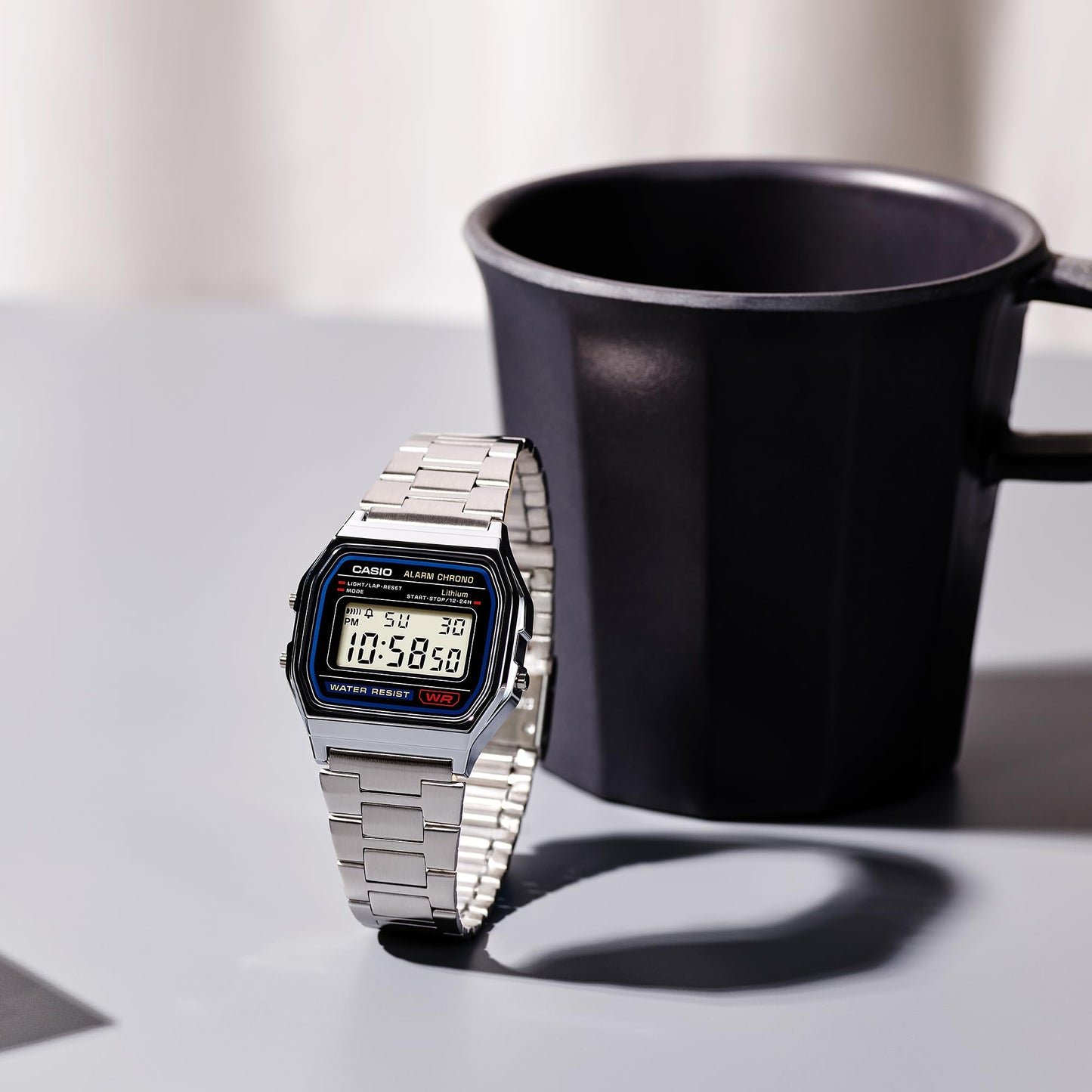 Casio Men's Digital Watch with Stainless Steel Bracelet A158WEA-1EF