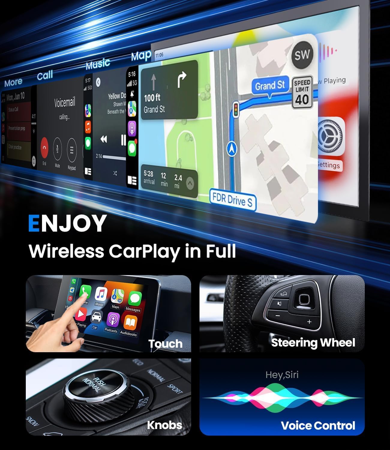 Wireless Carplay Adapter Uk 2025 Upgrade - 2-in-1 Plug and Play USB to Wireless Car Adapter for iPhone & Android, Seamless Bluetooth Connectivity for Car Stereo, Auto Link Car Accessories (E)