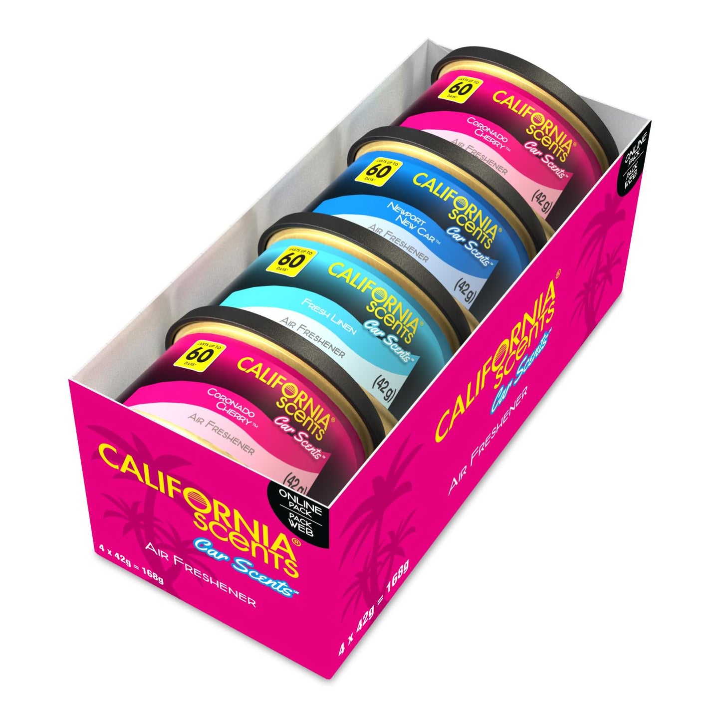 California Scents Car Scents Car Air Freshener Assortment - 4 Count, Auto Air Freshener Variety Pack, Great for Cars, 4 Pack
