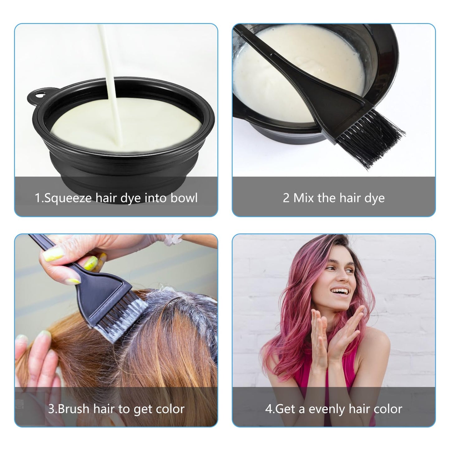 VARHHUXHA 10 Pcs Hair Dye Coloring Set Colouring Kit, DIY Beauty Salon Hair Dye Bleaching Tools Kit, Including Brush, Mixing Bowl, Ear Cover, Shawl, Gloves, Clips