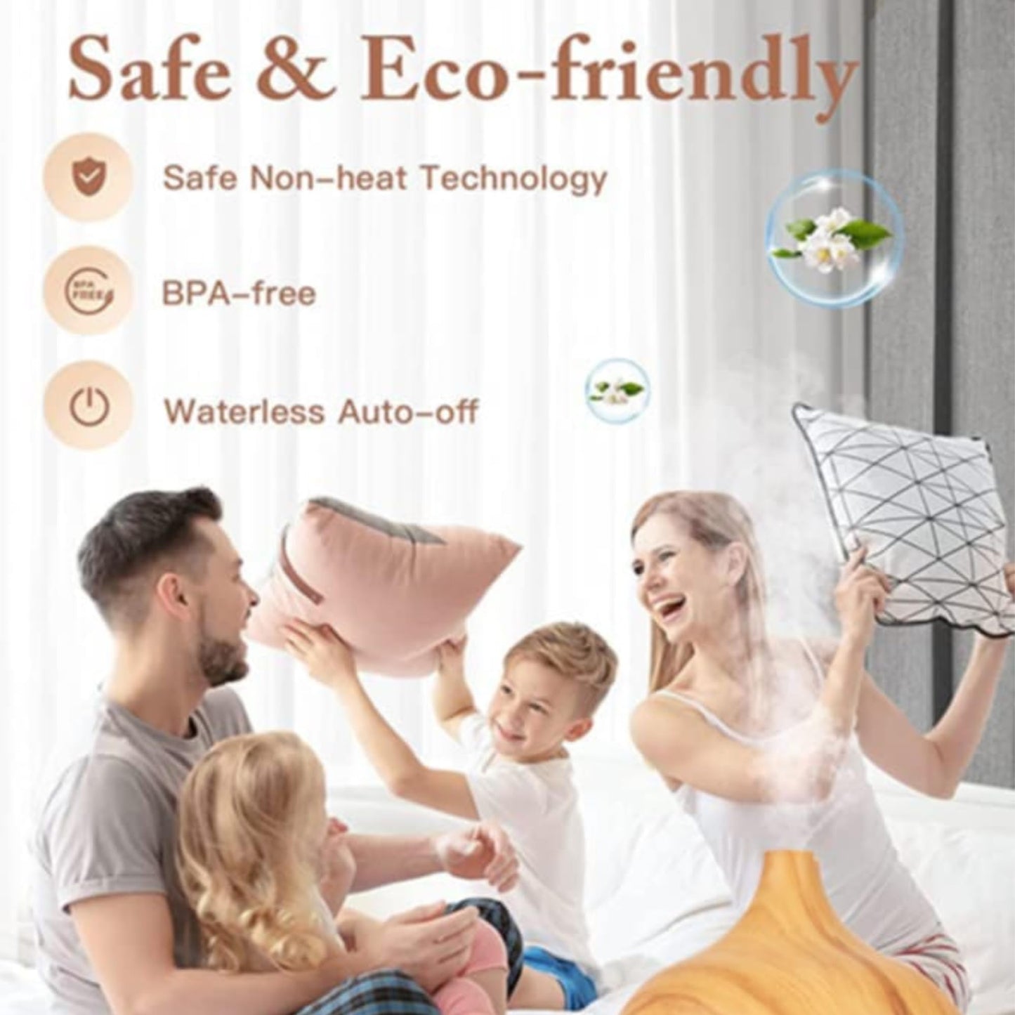 Diffusers 500ML with 8 Essential Oils Set - Essential Oil Diffuser with Remote Control - Aromatherapy Oil Diffusers With 7 LED Lights - Dark Wood Grain Ultrasonic Cool Mist - For Home Bedroom Office