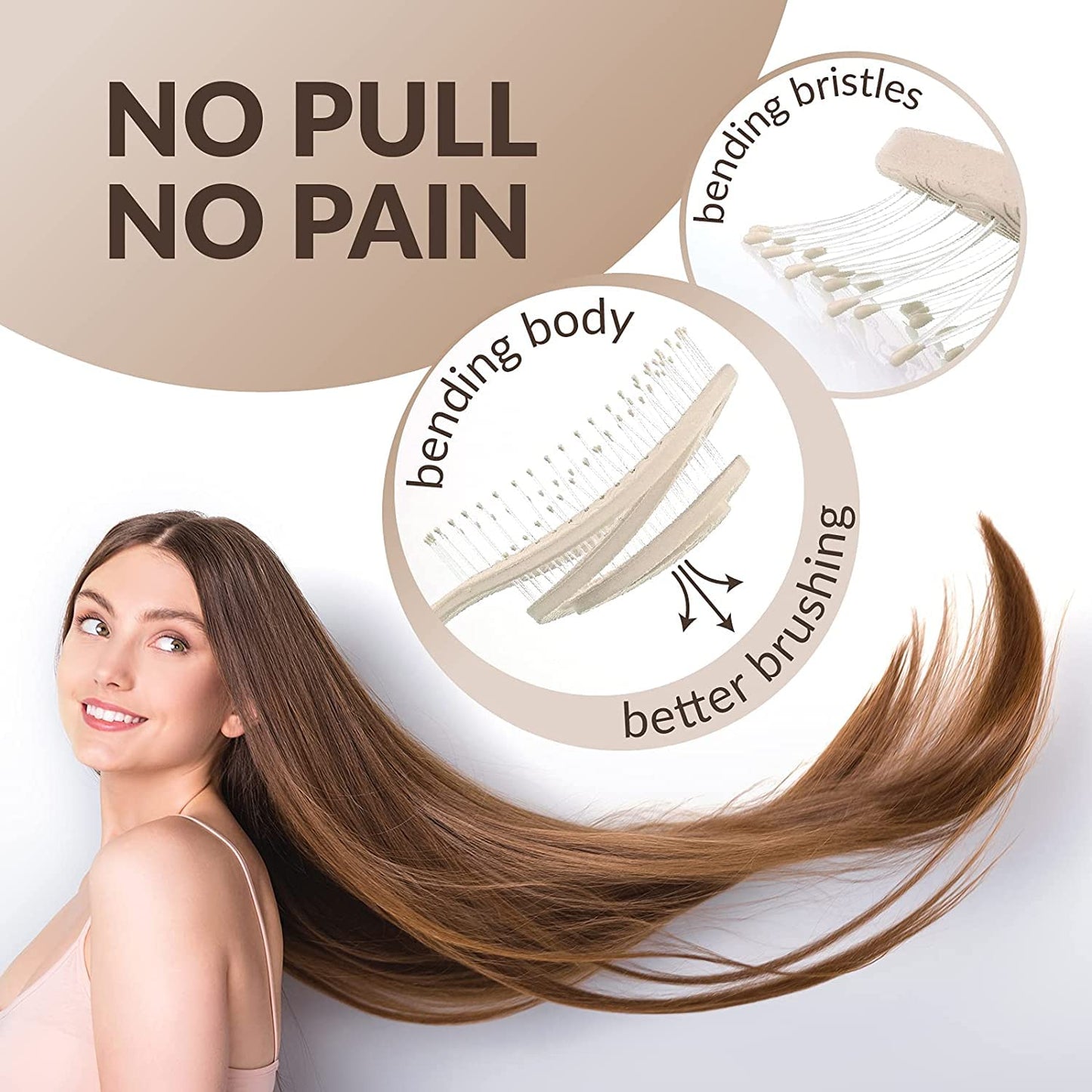 CS Beauty Eco Friendly Straw Hairbrush, Flexible Soft Pin Bristles, Detangling Wet/Dry Hair, Head Massaging Pro (Oatmeal)