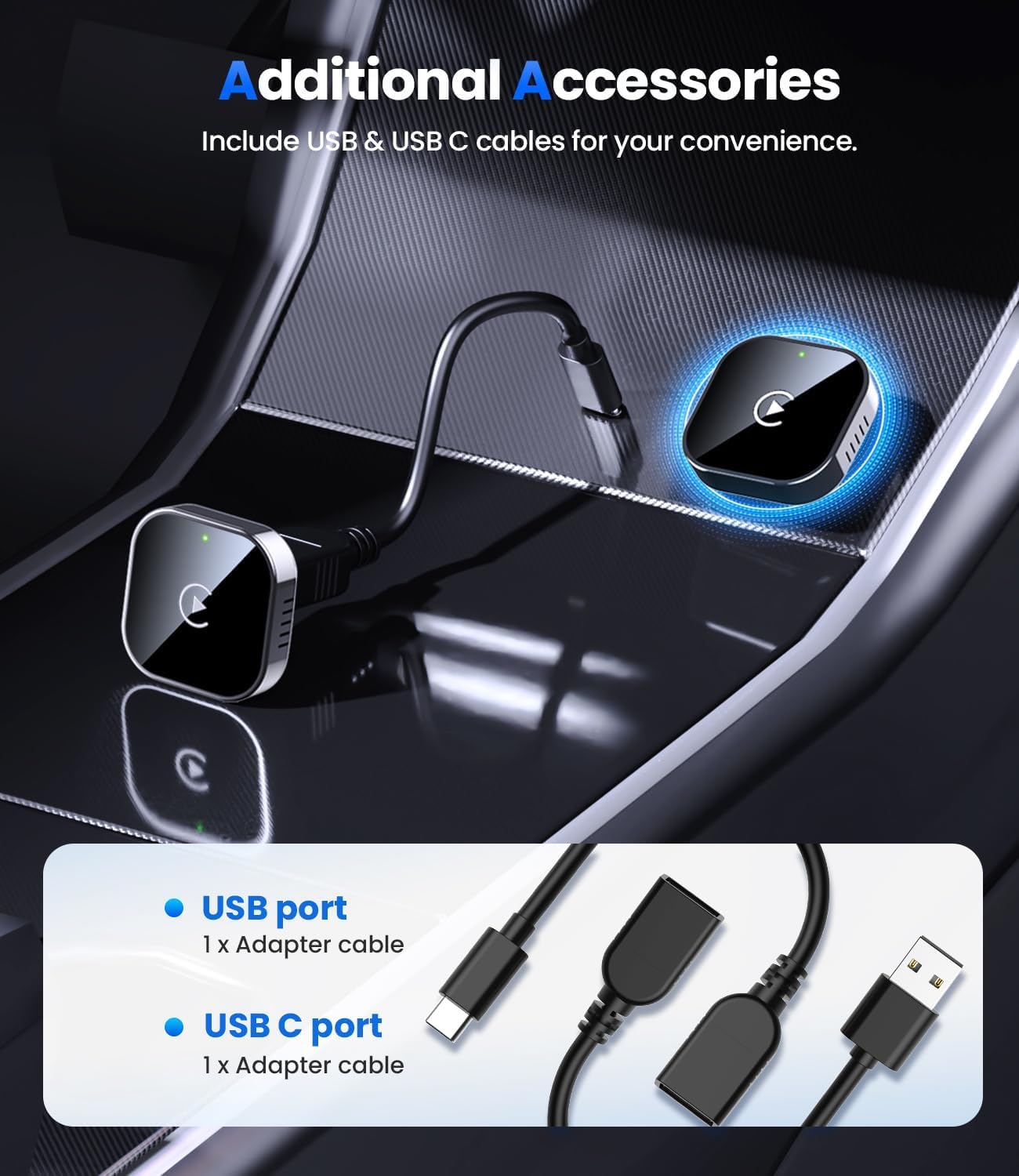 Wireless Carplay Adapter Uk 2025 Upgrade - 2-in-1 Plug and Play USB to Wireless Car Adapter for iPhone & Android, Seamless Bluetooth Connectivity for Car Stereo, Auto Link Car Accessories (E)