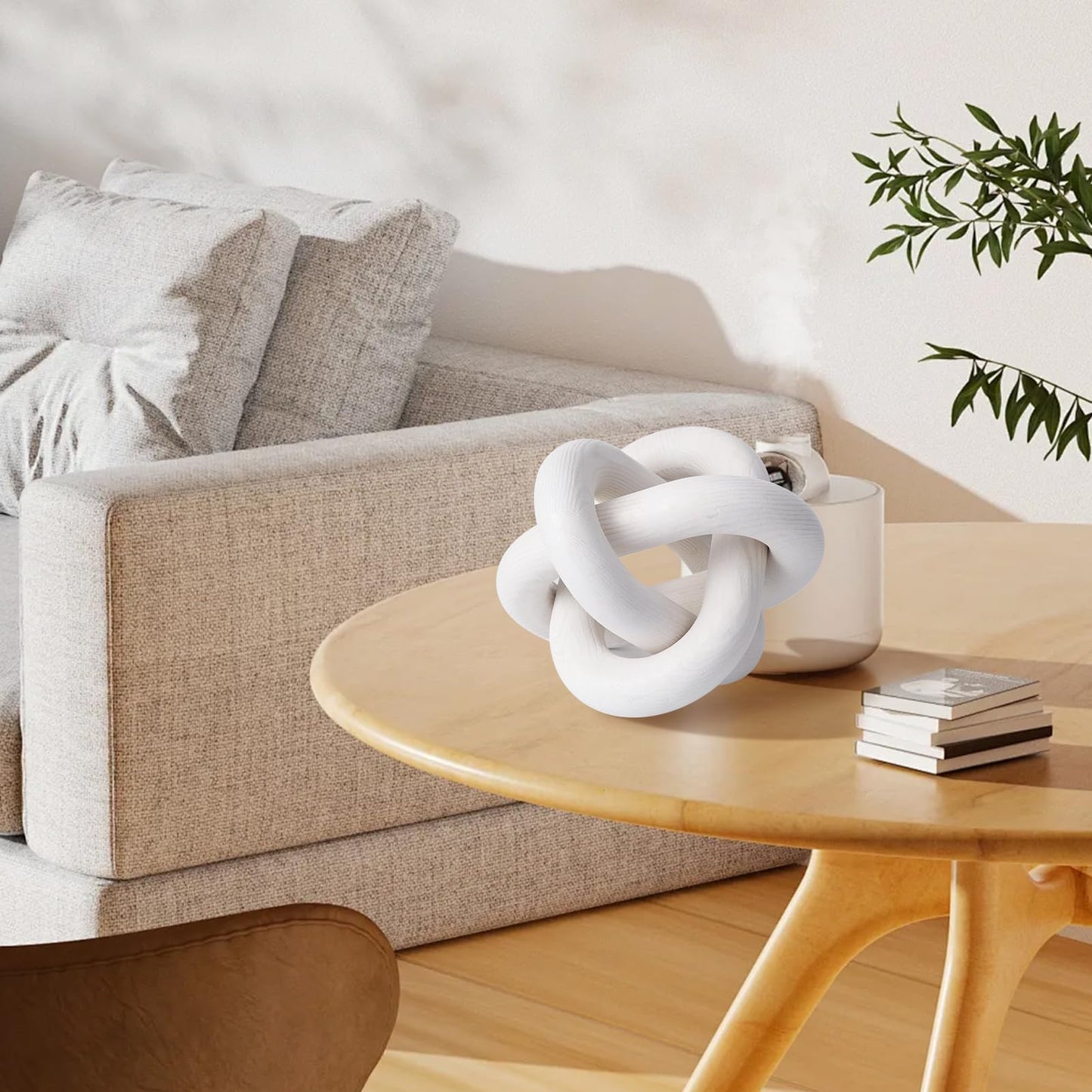 Yunjuhop Wood Knot Decor, 3-Link Chain, White, Home Decor, Farmhouse, Boho Style, Waterproof, 3.15x3.15x3.15 inches, 0.14 kg