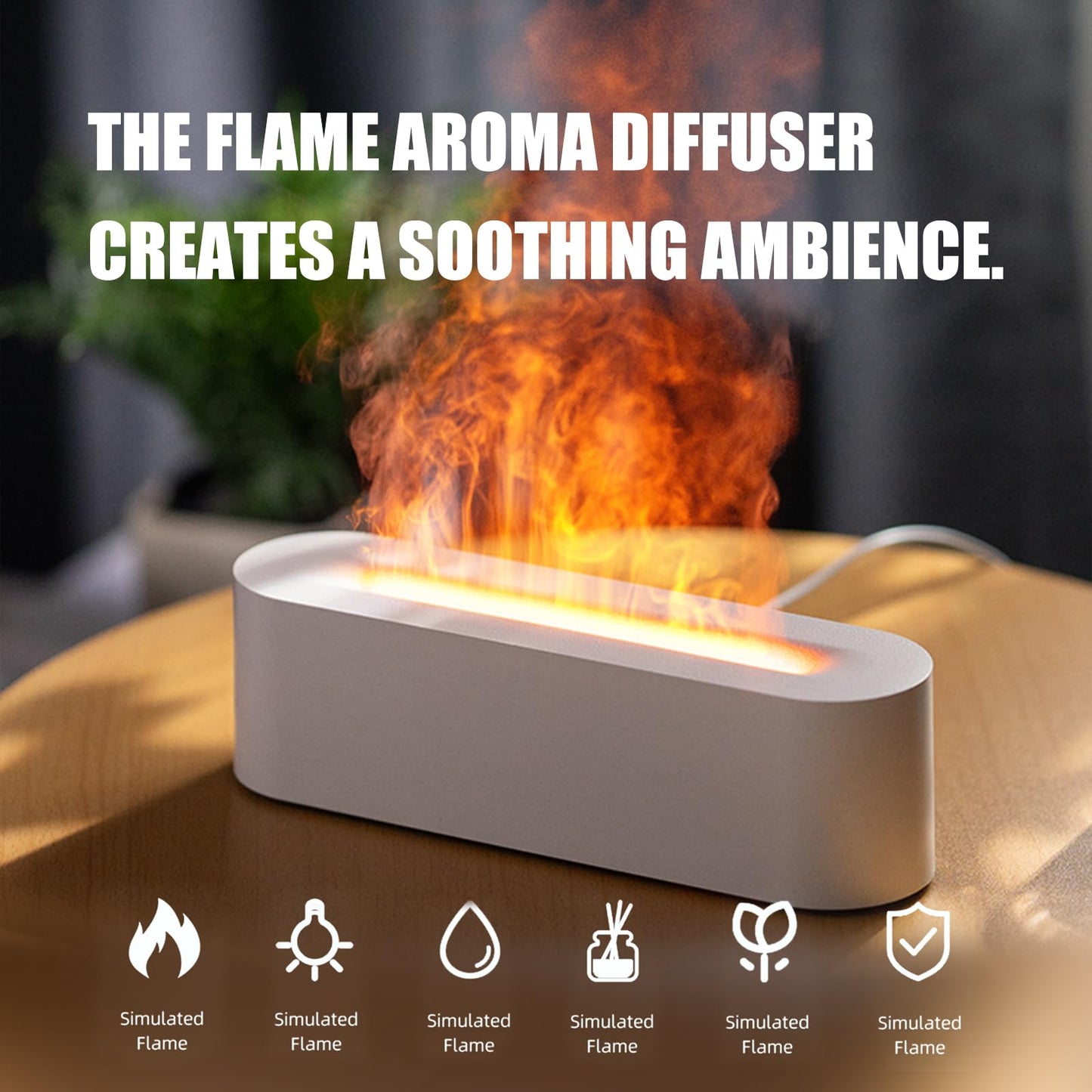 Flame Upgrade 7 Colour Lights Essential Oil Aromatherapy Electric Aroma Diffuser, Waterless Auto-Off for Home Office Room, Black