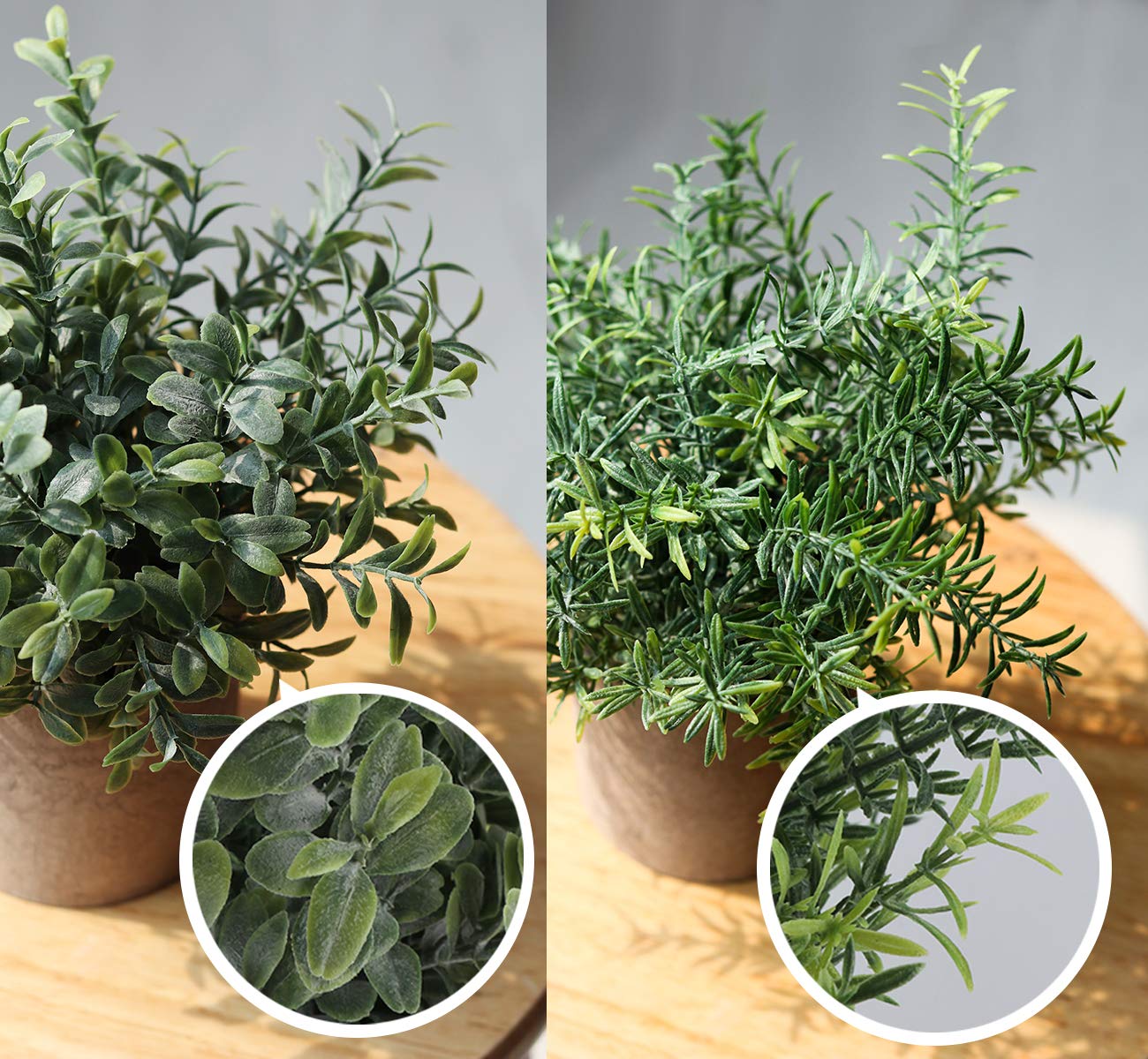 ilauke Set of 3 Mini Potted Artificial Plants Plastic Eucalyptus Plants Faux Rosemary Plants for Home Garden Office Desk Shower Room Decoration