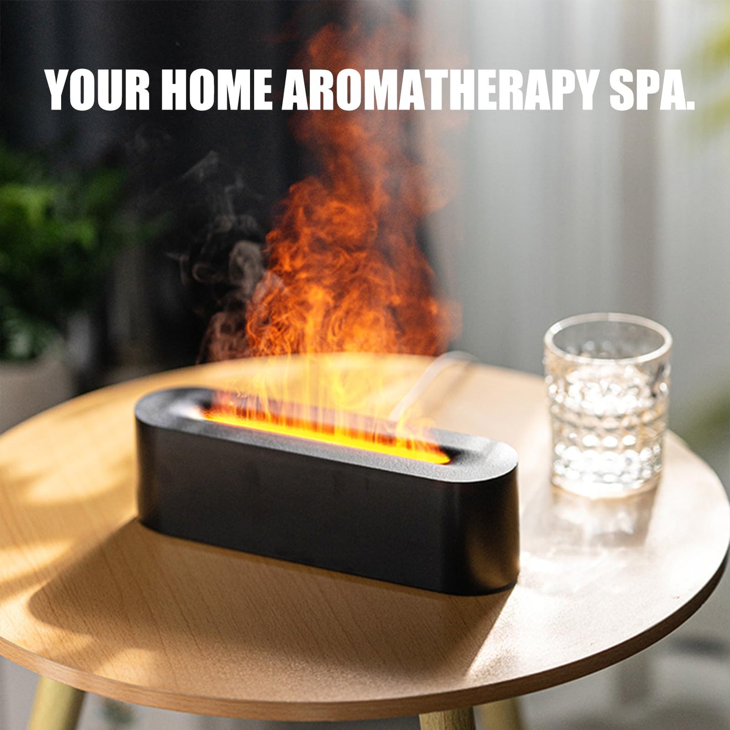 Flame Upgrade 7 Colour Lights Essential Oil Aromatherapy Electric Aroma Diffuser, Waterless Auto-Off for Home Office Room, Black