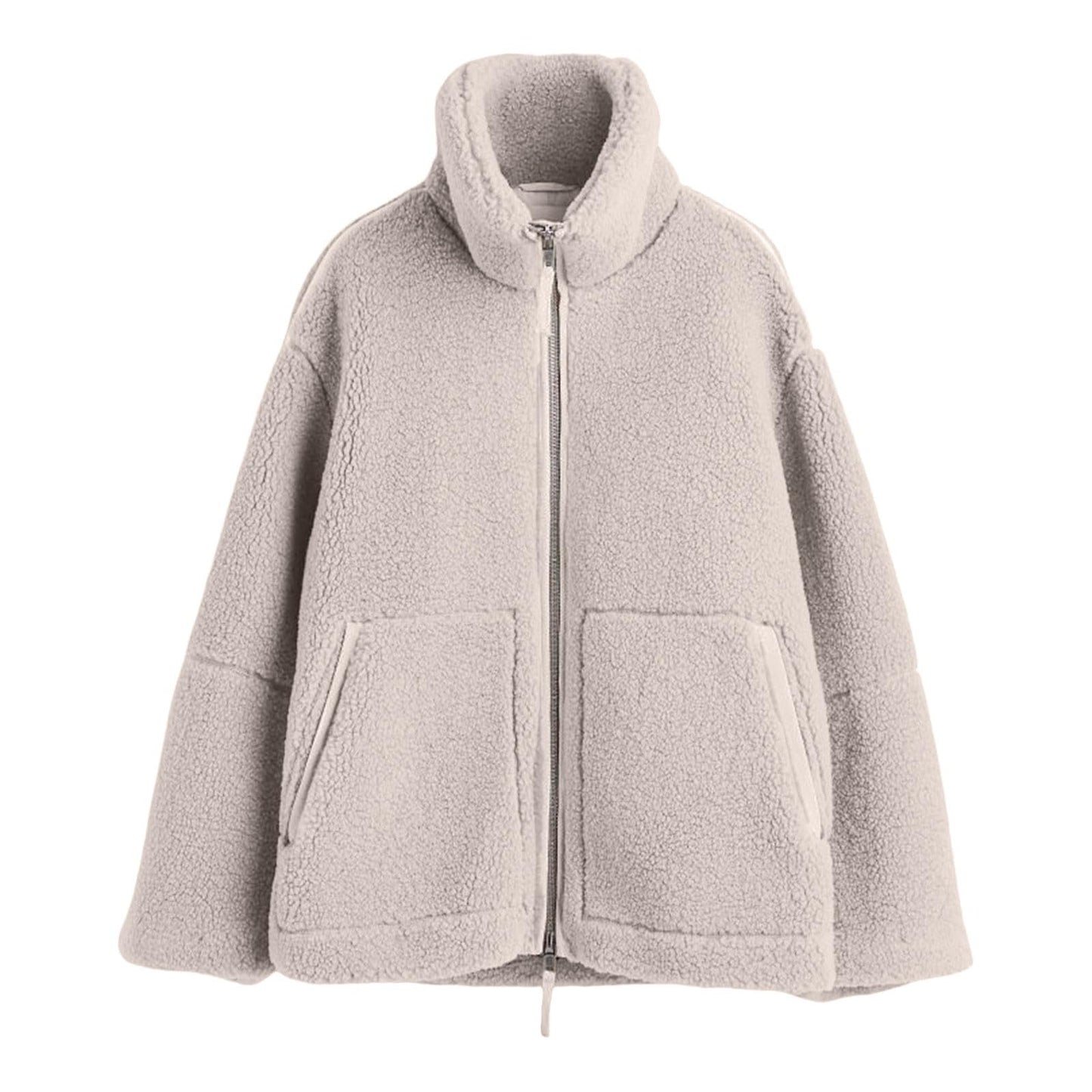 Vhersily 2025 Regal Women's Fleece Winter Warm with Zipper Short Bedroom Jacket without Hood Jackets Solid Color Plush Coat Comfortable Sherpa Fleece Jacket, beige, M