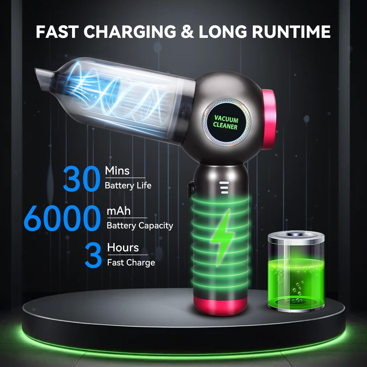 DEUKNICE Handheld Vacuum Cleaner, 22000Pa Powerful Car Vacuum Cleaner Cordless, Rechargeable Portable Air Duster, Lightweight Mini Vacuum for Car, Home