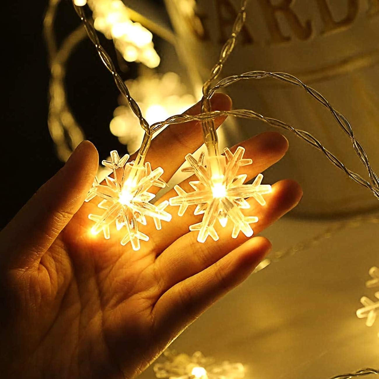 Adispotg Fairy Lights, 20ft 40 LED Battery Powered String Lights, 2 Lighting Modes, Decoractive for Indoor Outdoor, Bedroom, Wedding, Party,Birthday, Valentine, Christmas Tree Decoration (Snowflack)