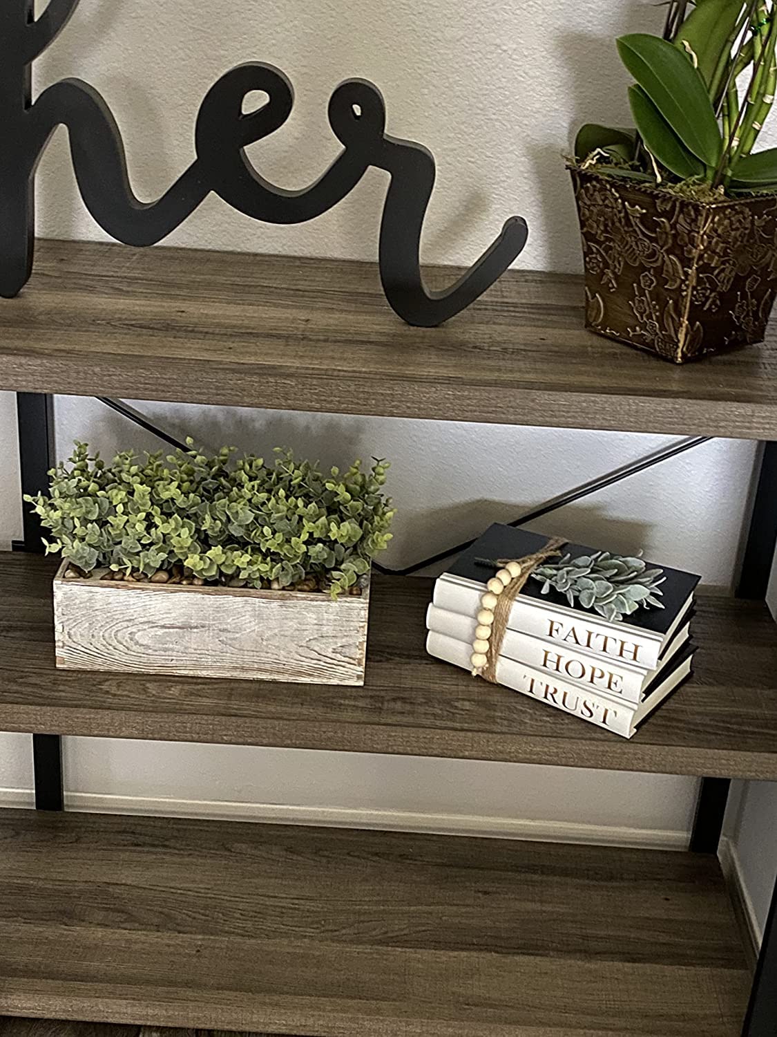 Decorative Hardcover Quote Books,Black and White Decoration Books, Farmhouse Stacked Books,HOPE | FAITH | TRUST (Set of 3) Stacked Books for Decorating Coffee Tables and Bookshelf