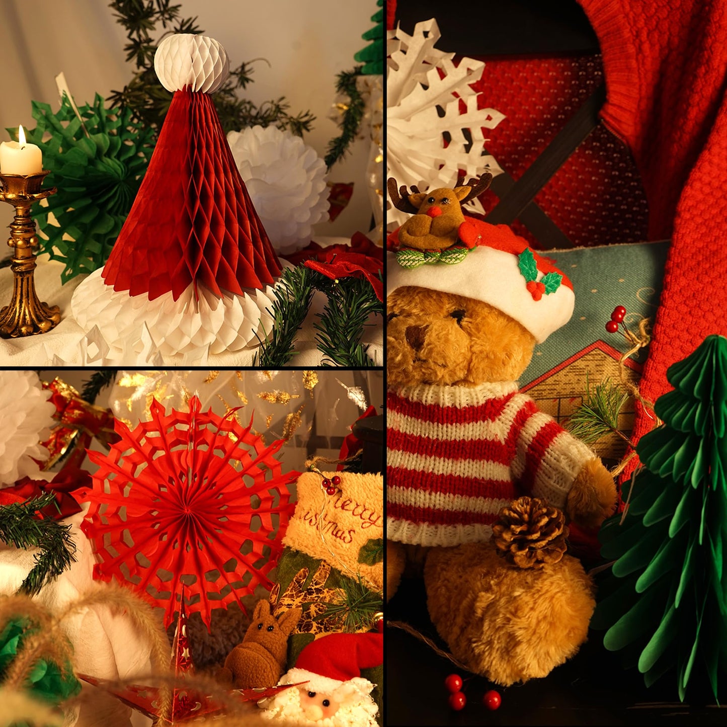 YBwanli Premium Reusable Christmas Decoration Set - Paper and Ceiling Hanging Decorations for Indoor Xmas Room Decor