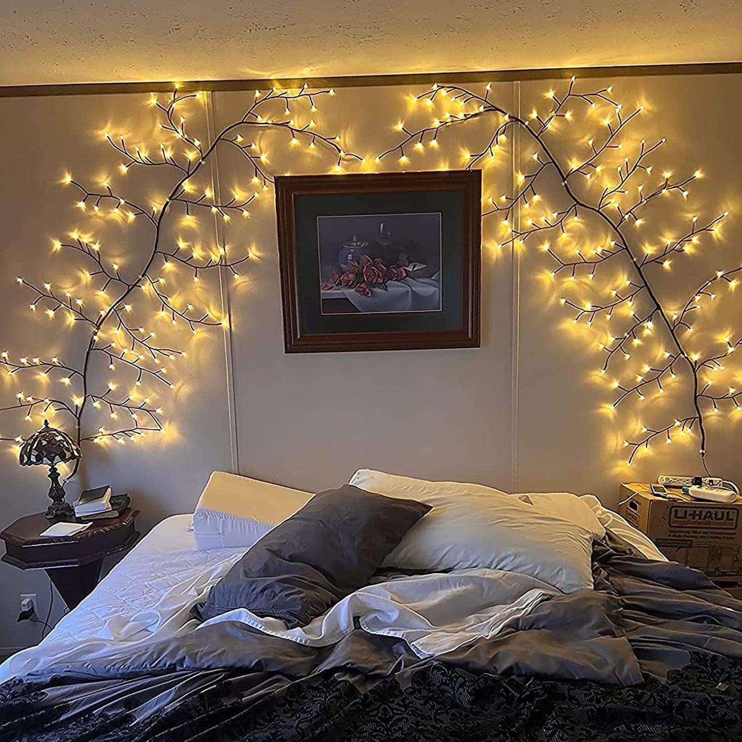 7.5FT USB Port 144 LEDs Twinkling Tree Branch Light with Remote for Room and Home Warm White Wall Tree Lights Lighted Garland Indoor for Halloween Christmas Decorations (Enchanted Willow Vine)
