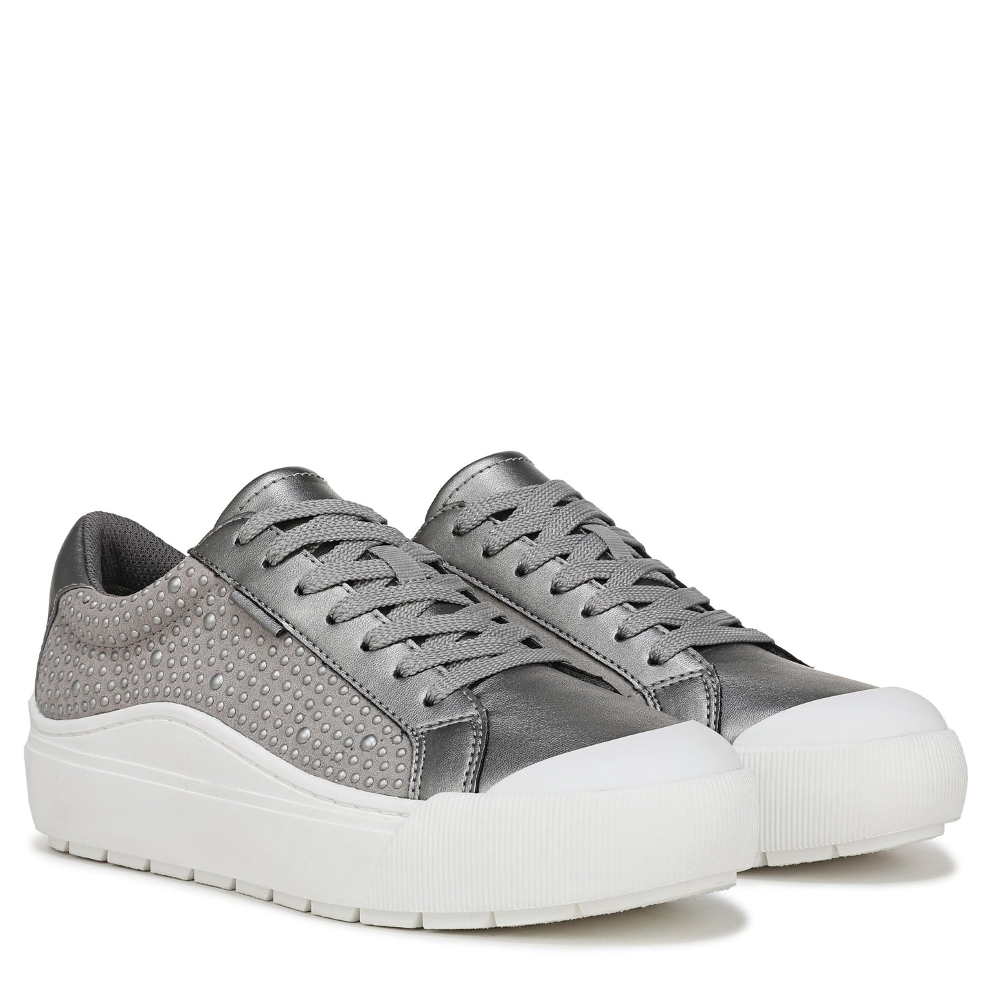 Dr. Scholl's Shoes Women's Time Off Sneaker Pewter Metallic Pearls 9 M