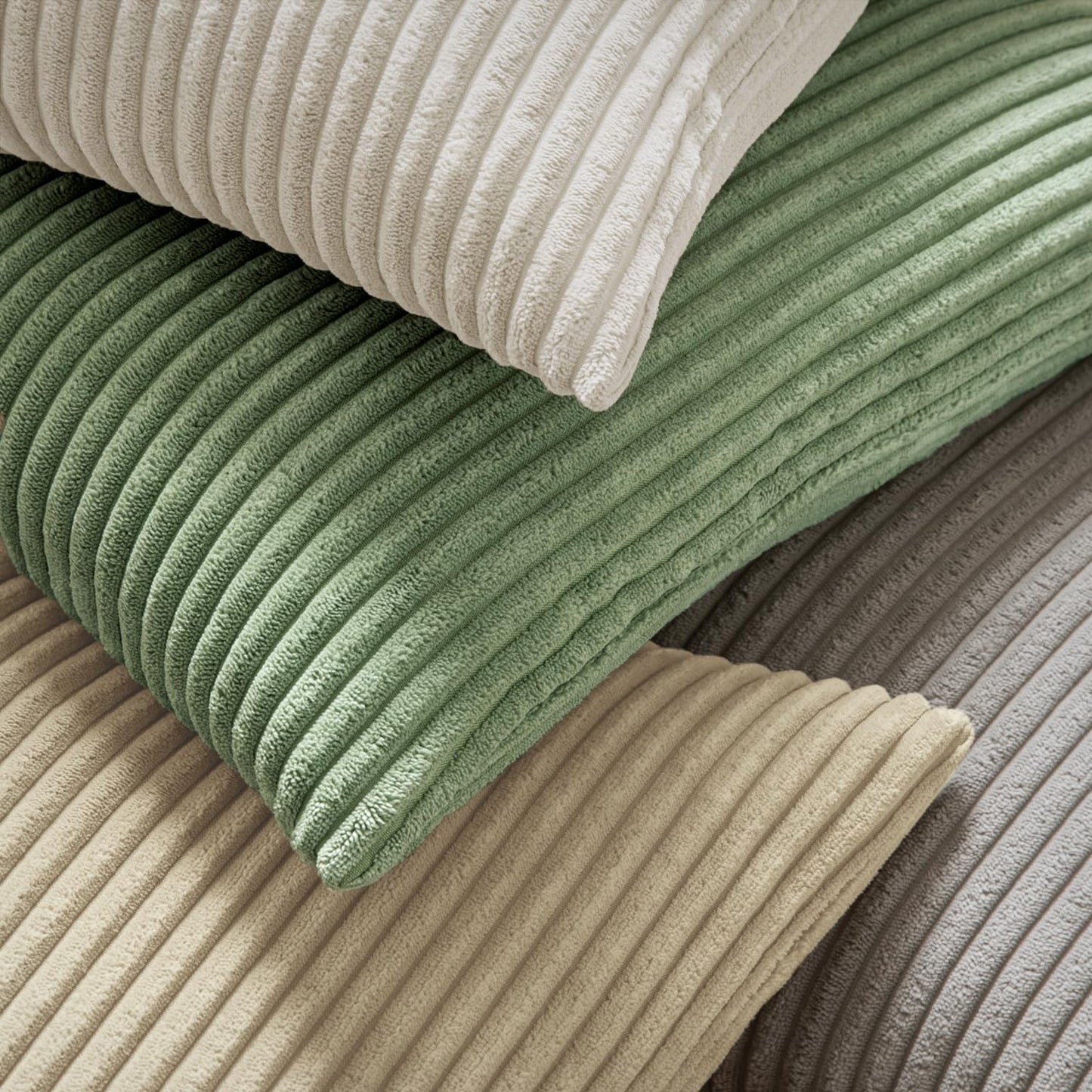MIULEE Set of 2 Striped Corduroy Square Throw Pillow Case Soft Cushion Covers Sham Home for Sofa Couch/Bedroom Decorative Fluffy Large Pillowcases 18x18 Inch 45x45cm Sage Green