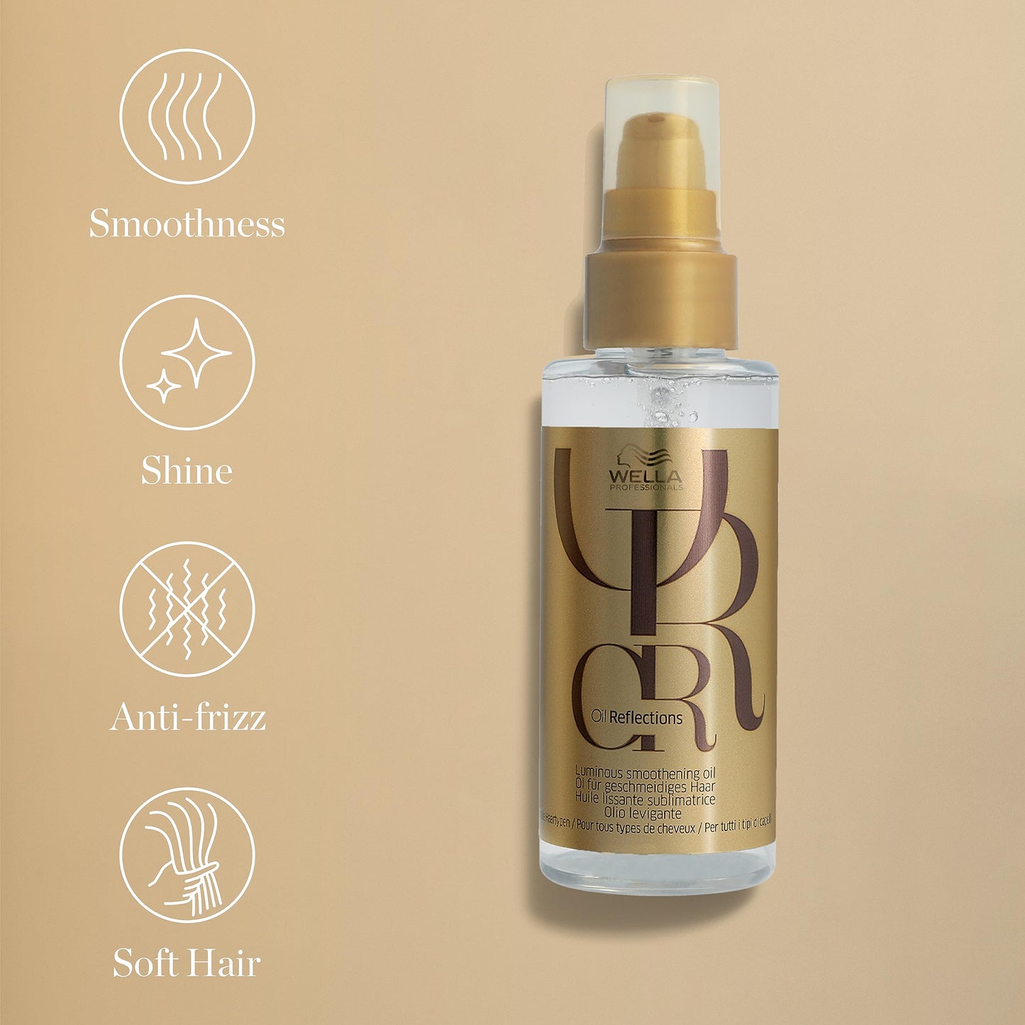 Wella Professionals Oil Reflections Luminous Smoothening Hair Oil - Radiant Shine & Silky Smoothness Hair With Camellia Oil & White Tea Extract 100ml
