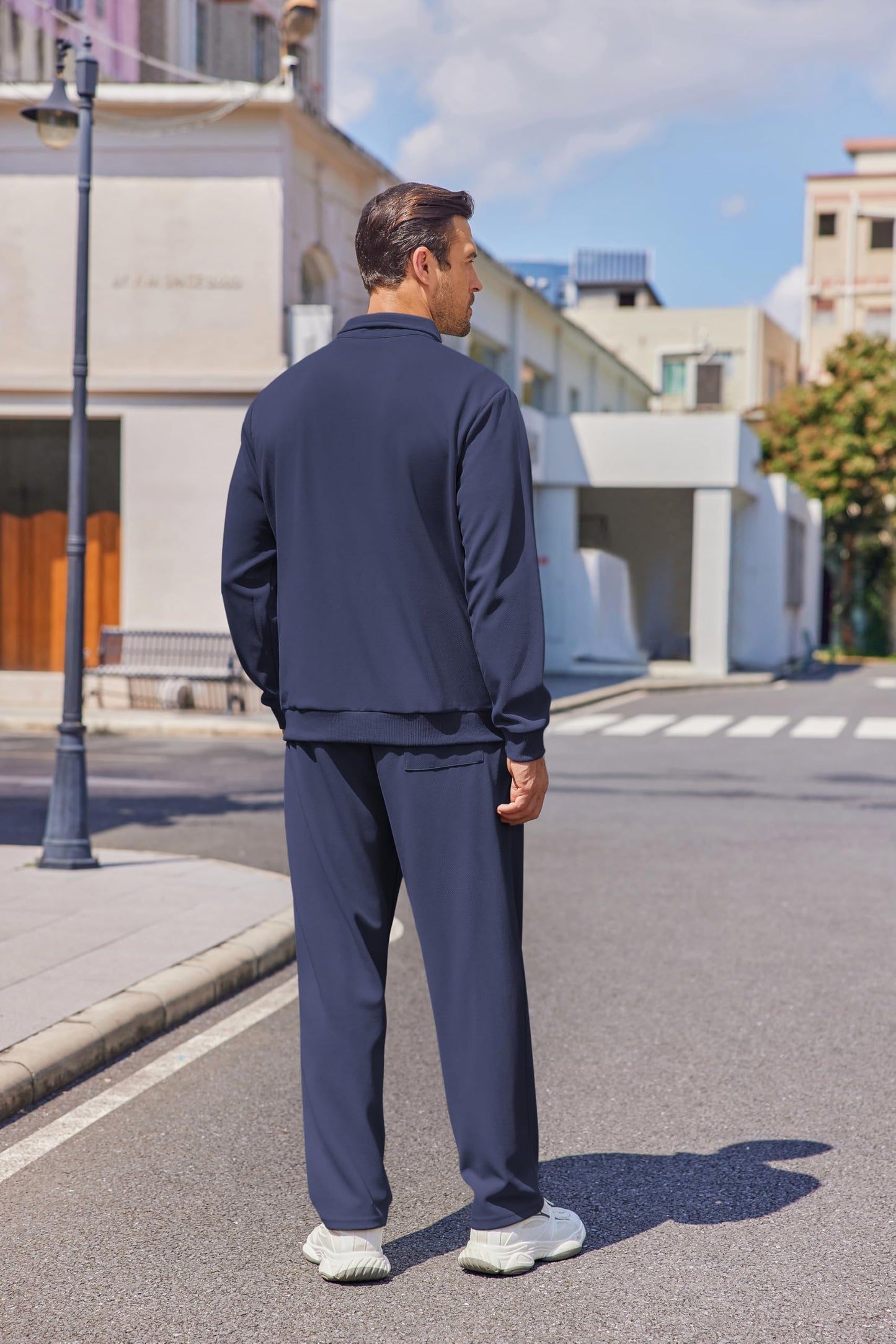 COOFANDY Navy Blue Track Suit Men Workout Jogging Suits For Men 2 Piece Sweatsuits Sets Blue Track Suit Full Zip