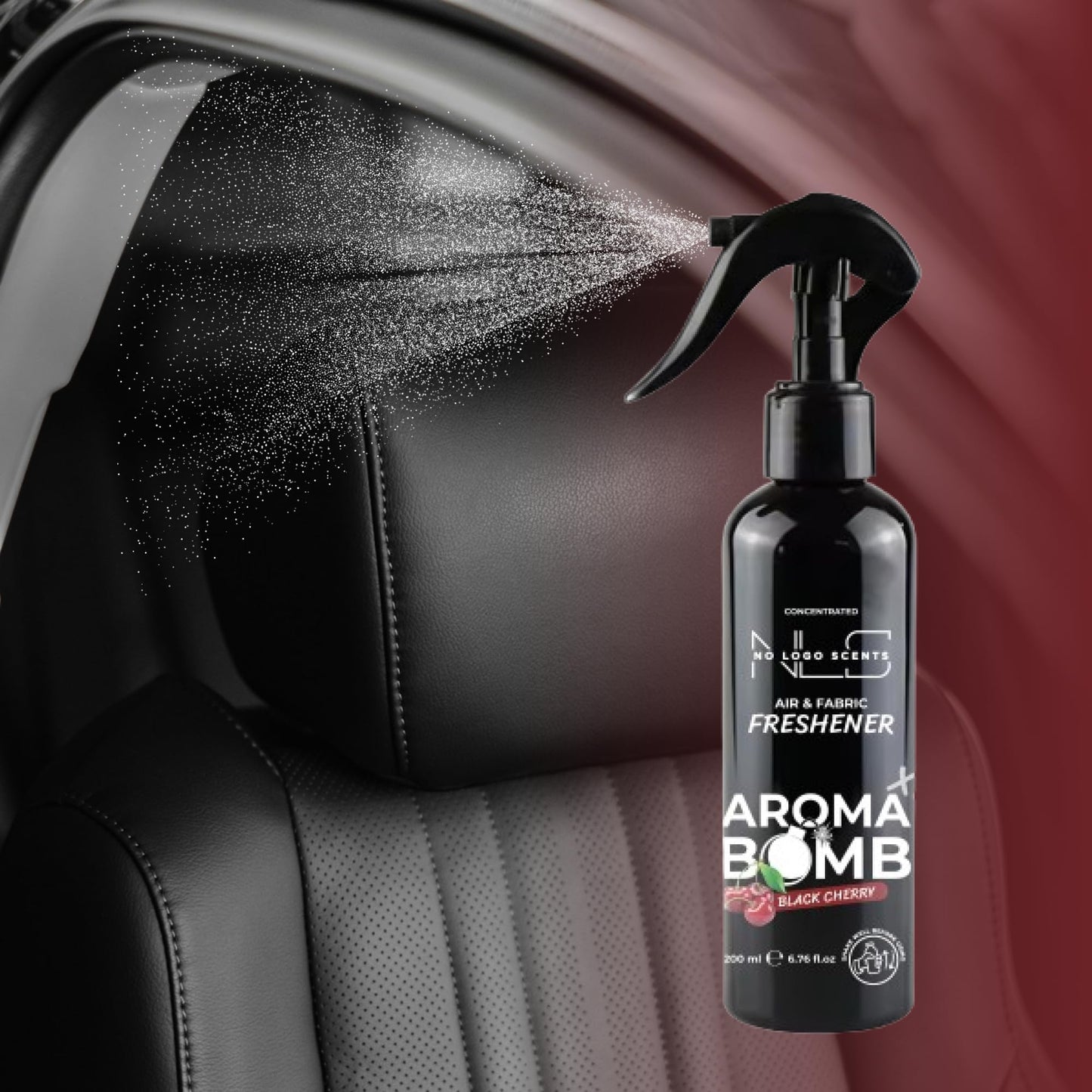 Aroma Bomb Air Freshener Spray 200ML - All - Purpose Odor Remover For Car Interior, Home, And Fabrics | Powerful, Lasting Fresh Scent. (Black Cherry)