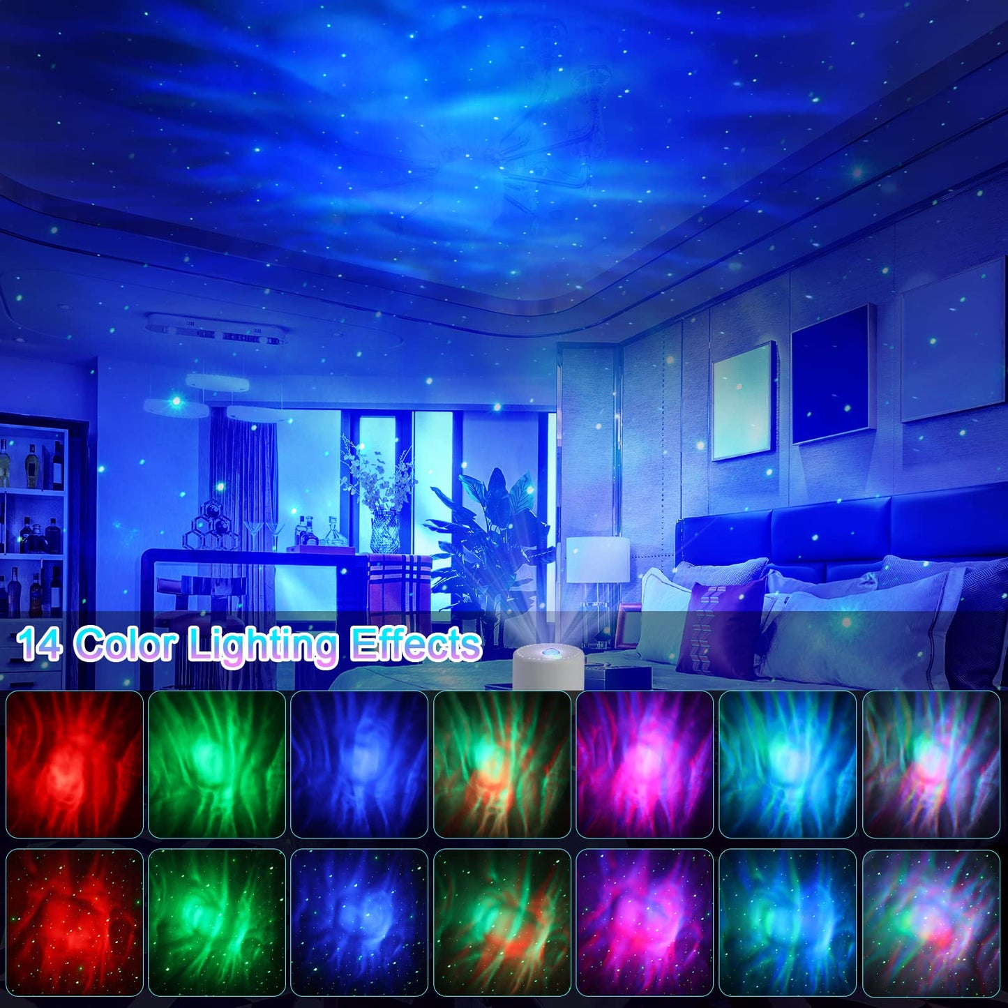 MHAZDZE LED Star & Galaxy Projector with Remote Control, Adjustable Speed & Brightness Night Light, Aurora Lights for Adult Party Decoration
