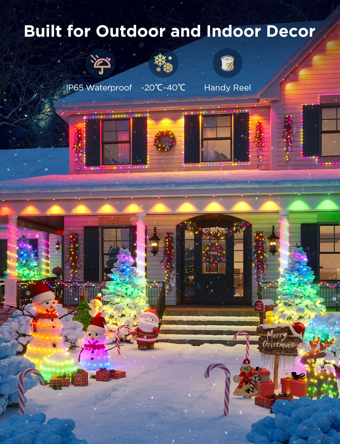 Govee Christmas String Lights, Christmas Decorations Indoor, 10M RGBIC Indoor Lights with 100 LED Lights, App Control with 125+ Dynamic Scene Modes, IP65 Waterproof, Sync with Music, Alexa Compability