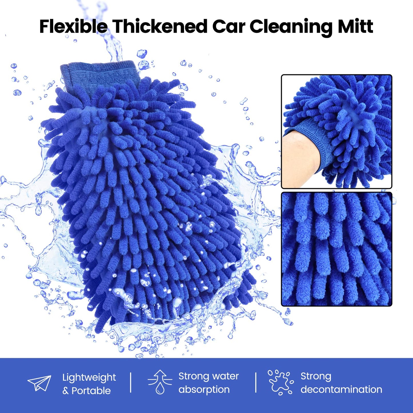 GUANJUNE 18Pcs Car Wash Cleaning Kit with Wash Mitt Sponge Towels, Tire Brush Tool Set, Interior Exterior Car Care Detailing Set for Car Motorcycle Bike Cleaning Wheels, Engine, Emblems, Air Vents