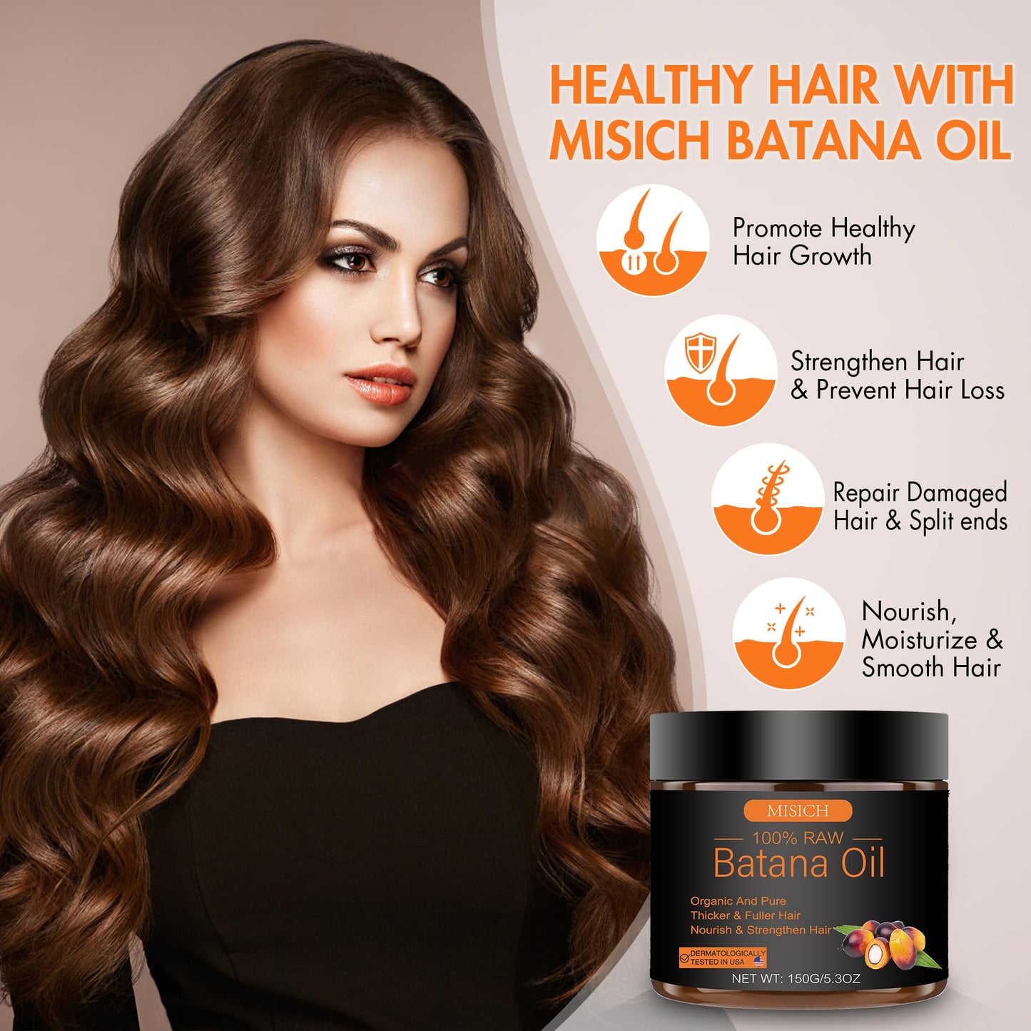 Raw Batana Oil for Hair Growth, 100% Natural Pure Botana Oil Paste, Unrefined Organic Batana Hair Growth Oil for Prevent Hair Loss, Enhances Hair Thickness for Men & Women 5.3 oz