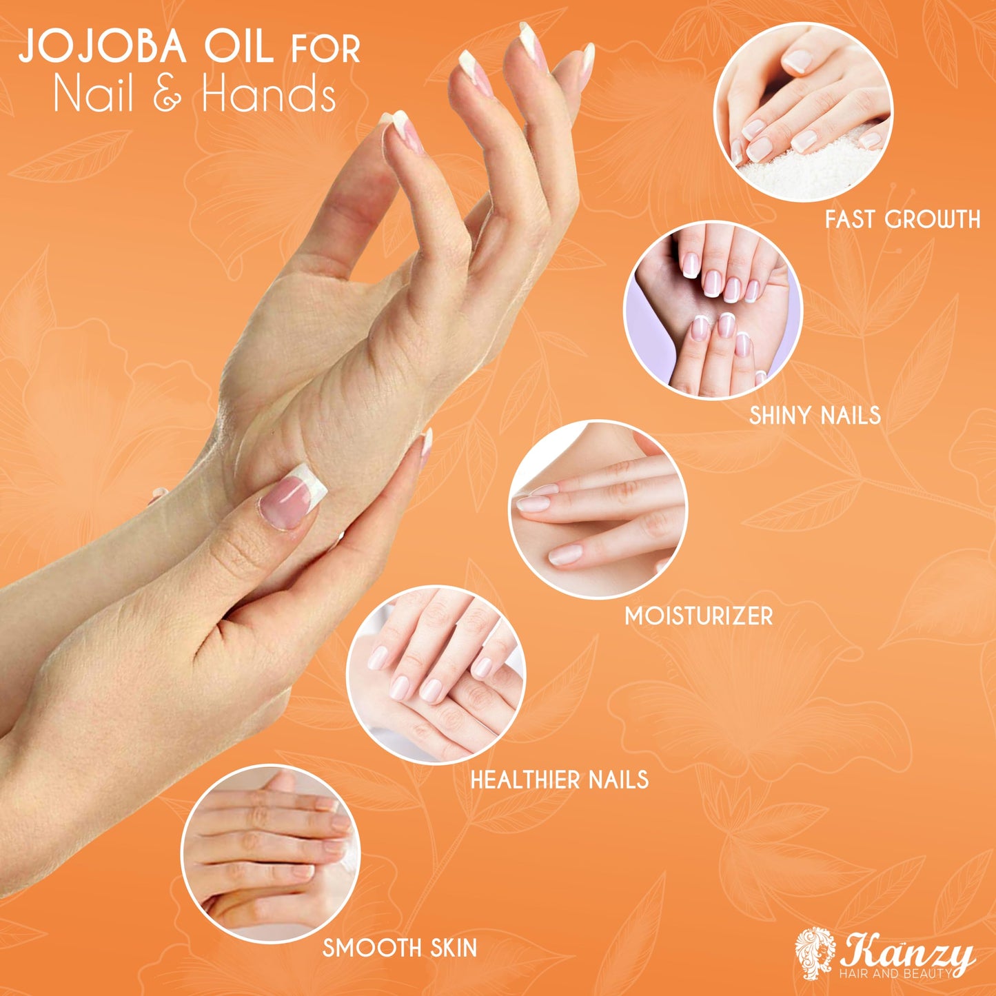Kanzy Organic Cold Pressed Jojoba Oil 120ml - 100% Pure for Hair, Nails, Eyelash & Eyebrow Growth - Vegan & Cruelty Free for Skin, Face & Body as Carrier, Massage Oil