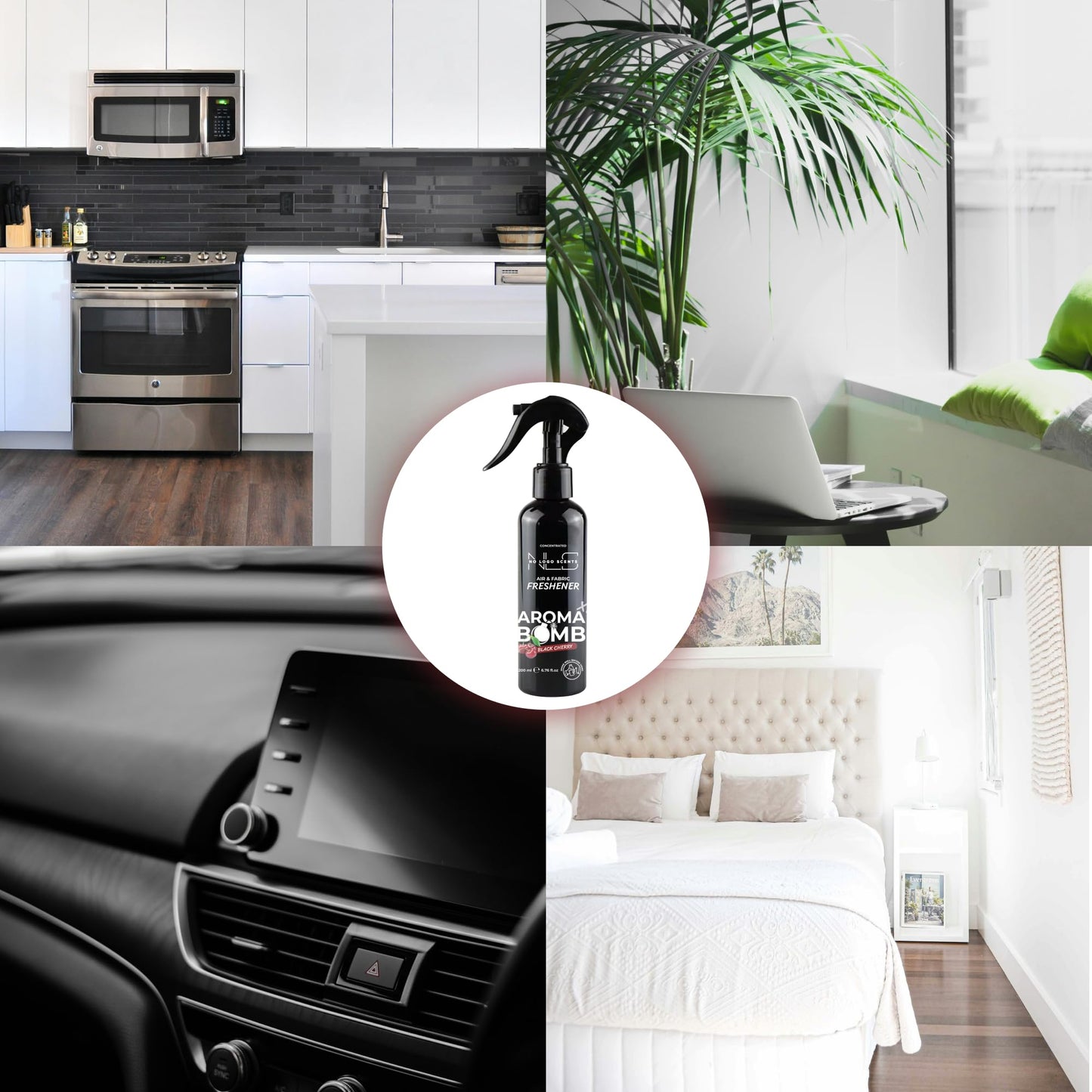 Aroma Bomb Air Freshener Spray 200ML - All - Purpose Odor Remover For Car Interior, Home, And Fabrics | Powerful, Lasting Fresh Scent. (Black Cherry)