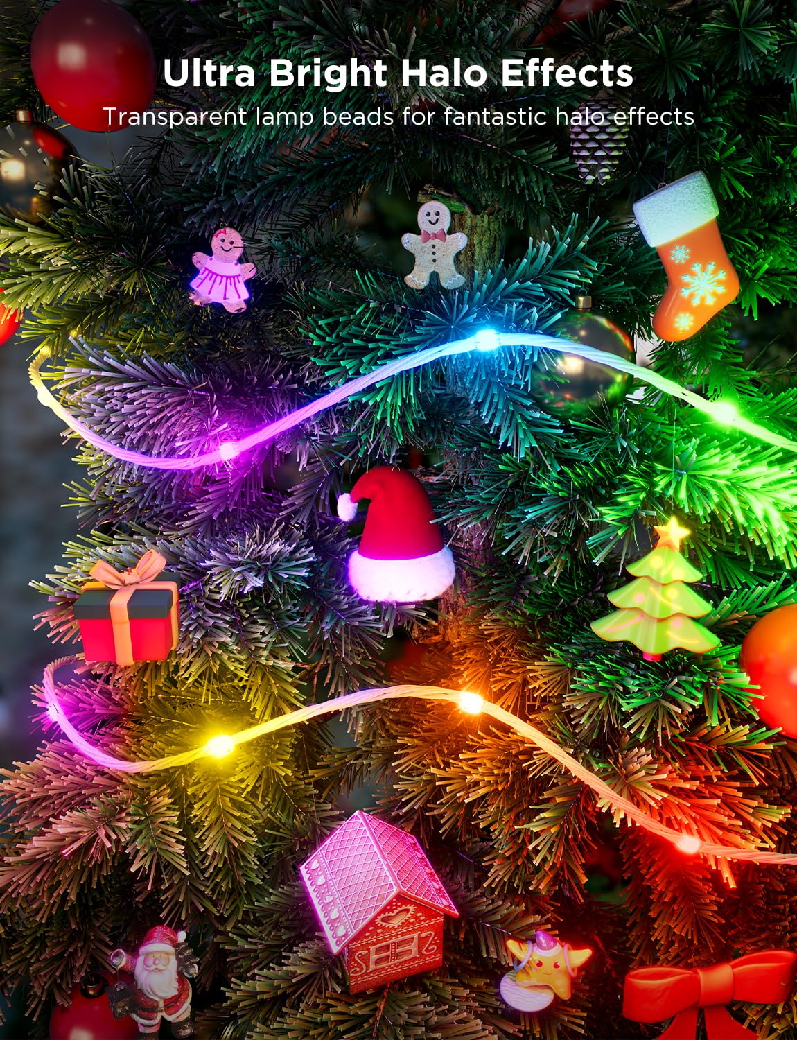Govee Christmas String Lights, Christmas Decorations Indoor, 10M RGBIC Indoor Lights with 100 LED Lights, App Control with 125+ Dynamic Scene Modes, IP65 Waterproof, Sync with Music, Alexa Compability