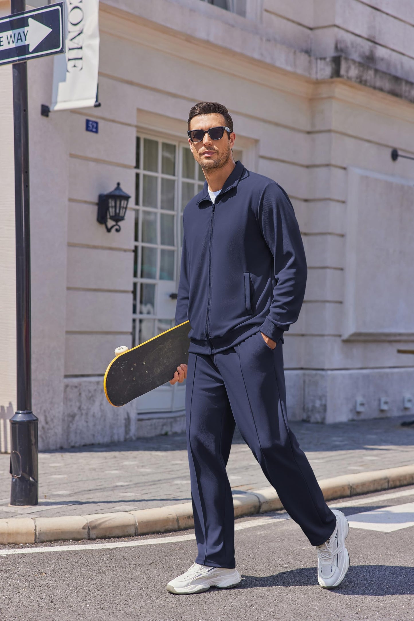 COOFANDY Navy Blue Track Suit Men Workout Jogging Suits For Men 2 Piece Sweatsuits Sets Blue Track Suit Full Zip