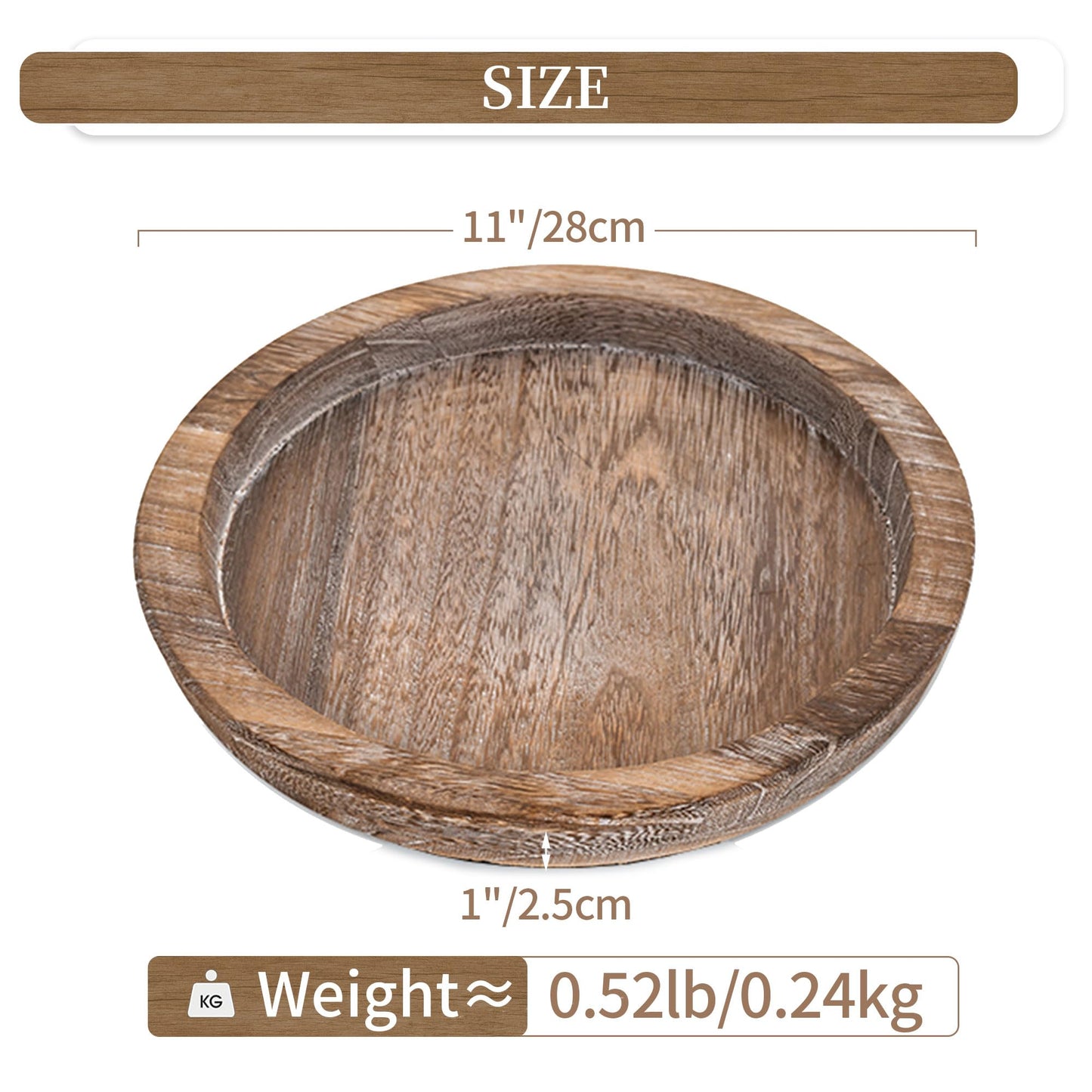 Hanobe Wooden Candle Holder Tray: Round Decorative Candle Plate Farmhouse Table Centerpiece Rustic Wood Tealight Pillar Trays for Christmas Wedding Halloween Home Decor
