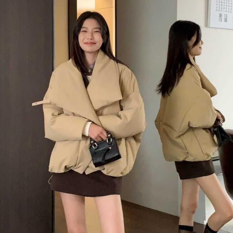 Large Lapel Cotton-padded Coat For Women