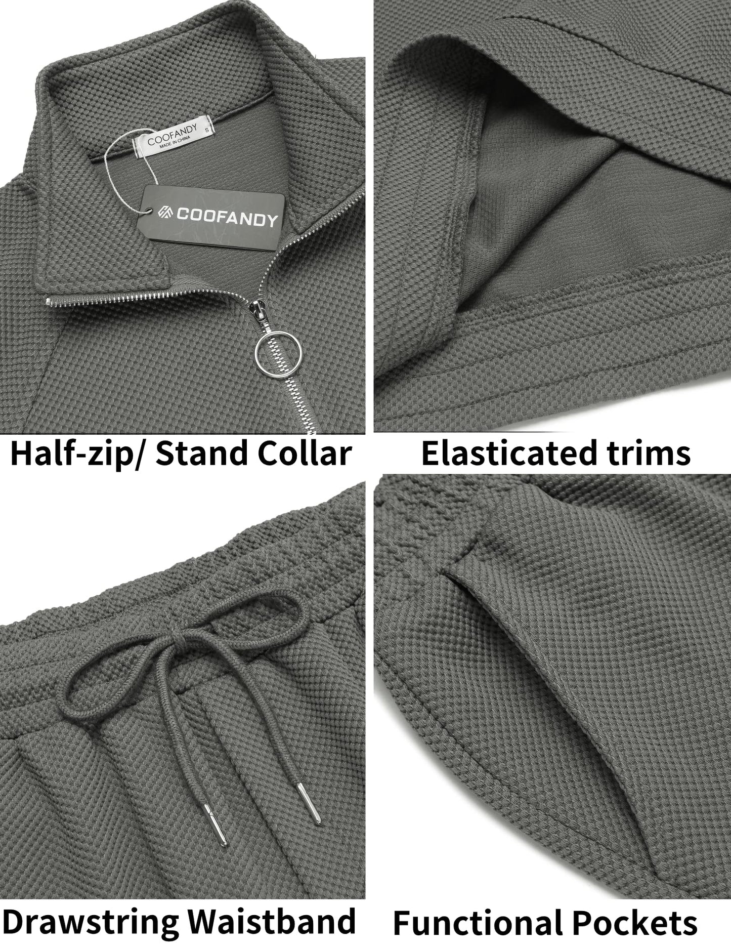 COOFANDY Men's Tracksuit 2 Piece Relaxed Fit Half-zip Sweatsuits Athletic Running Jogging Suit Sets