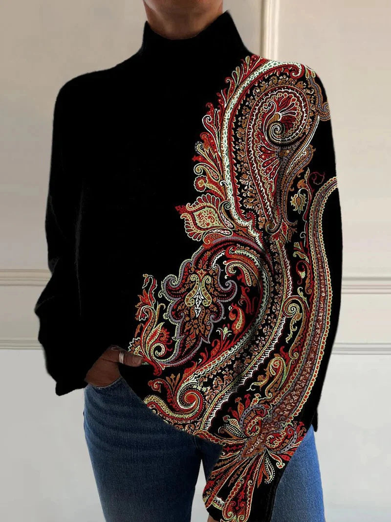 Women's Christmas Printed Turtleneck Sweater