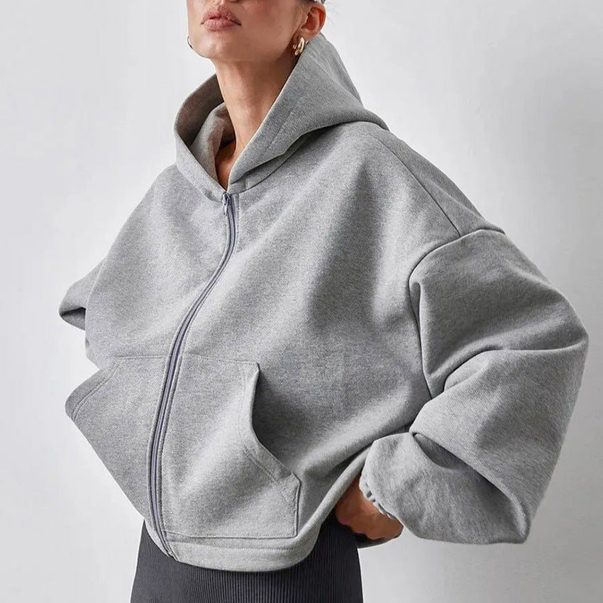 Autumn And Winter New Outdoor Sports Loose Cardigan Hoodie