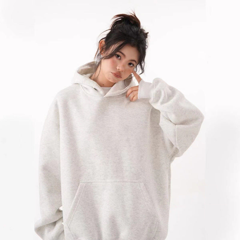 Hooded Sweater Autumn Fashion Brand Simple All-matching Fleece-lined