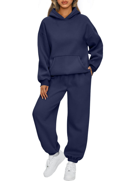 AUTOMET Women 2 Piece Outfits 2025 Plus Size Fall Fashion Airport Travel Pants Lounge Set Leisure Vacation Winter Clothes Sweatsuits Navy XS