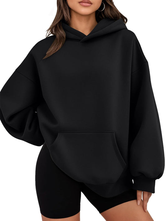 WYNNQUE Hoodies for Women Oversized Sweatshirts Fall Fashion Outfits 2025 Casual Sweaters Tops Fleece Plus Size Workout Comfy Winter Clothes Black S