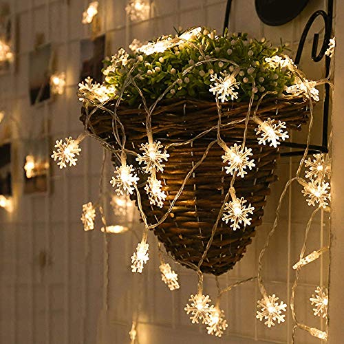 Adispotg Fairy Lights, 20ft 40 LED Battery Powered String Lights, 2 Lighting Modes, Decoractive for Indoor Outdoor, Bedroom, Wedding, Party,Birthday, Valentine, Christmas Tree Decoration (Snowflack)