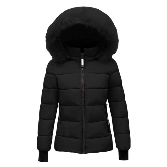 Winter Jackets for Women UK, Winter Jackets for Women UK Quilted Down Mid-Lenght Puffer Coats Ladies Lightweight Waterproof Jacket with Hood Plus Size Slim Trench Coat Warm Outwear, Black, M