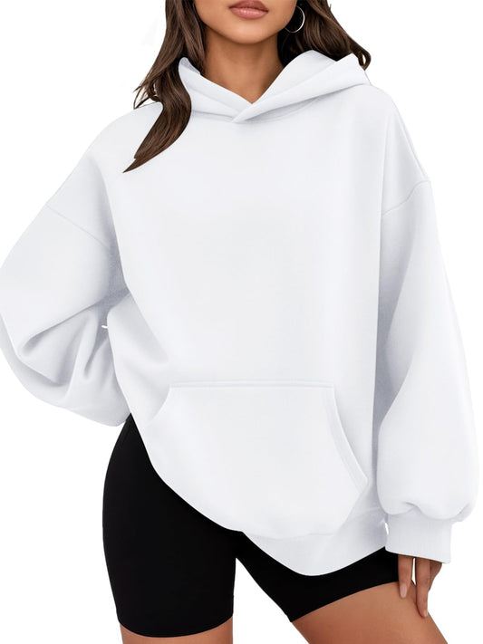 WYNNQUE White Hoodies for Women Oversized Sweatshirts Fall Fashion Outfits 2025 Casual Sweaters Tops Fleece Plus Size Workout Comfy Winter Clothes White S