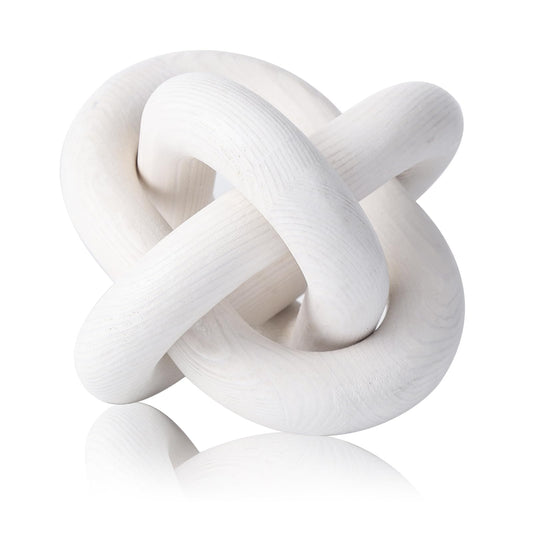 Yunjuhop Wood Knot Decor, 3-Link Chain, White, Home Decor, Farmhouse, Boho Style, Waterproof, 3.15x3.15x3.15 inches, 0.14 kg