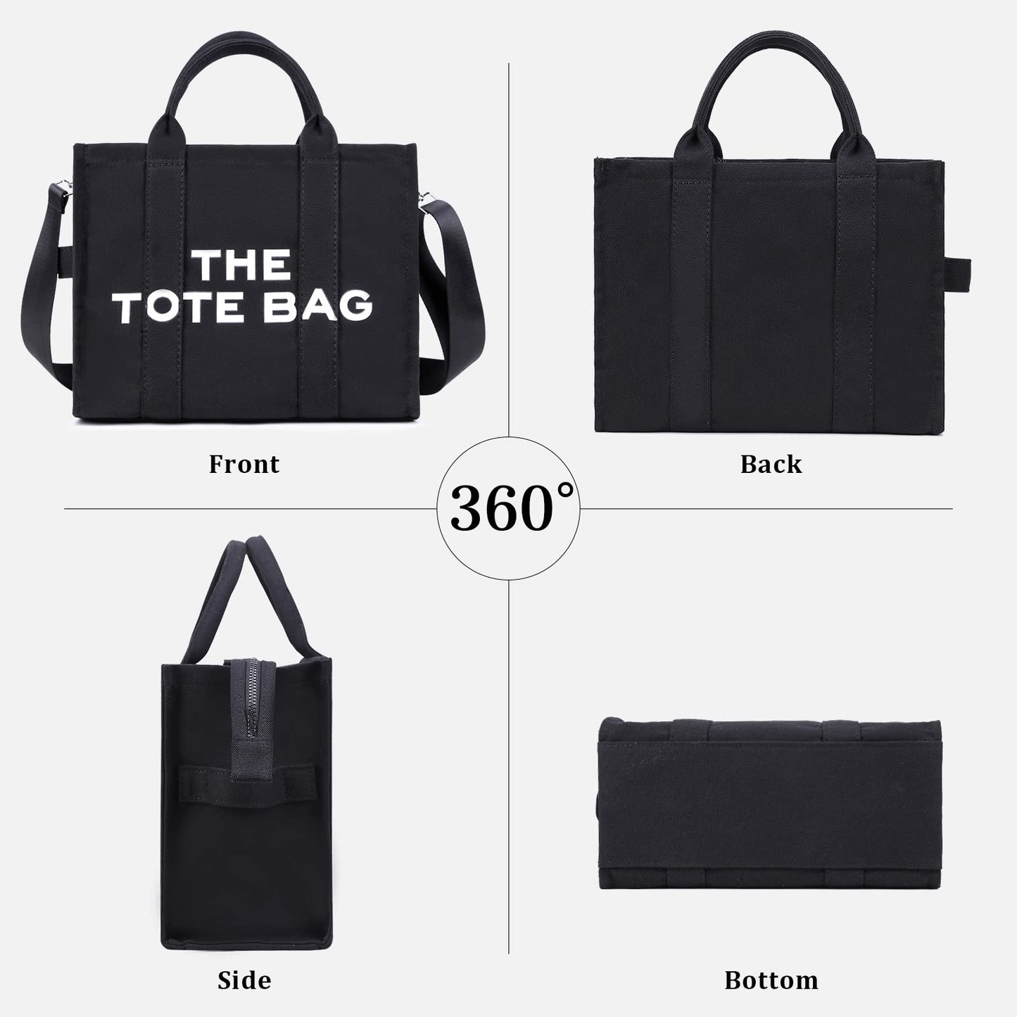DKIIL NOIYB Women's Canvas Tote Bags Casual Crossbody Bag With Zipper Double Shoulder Straps Shoulder Bags for School Shopping Work Travel