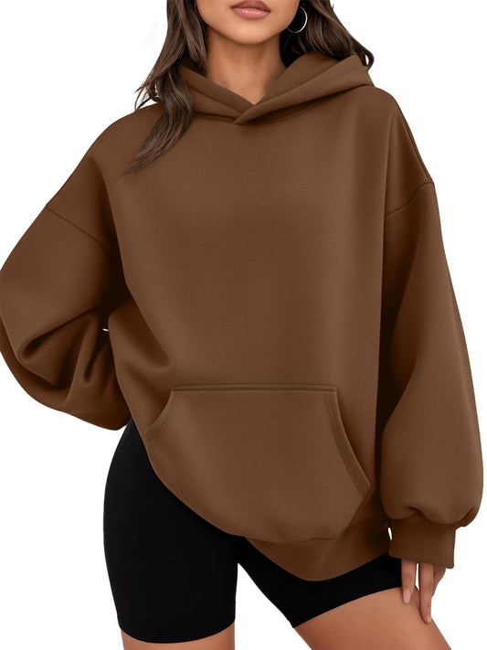 Women's Brown Oversized Hoodie - Fleece Sweatshirt Fall Fashion 2025