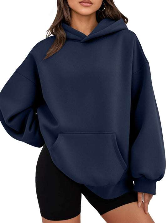 WYNNQUE Hoodies for Women Oversized Sweatshirts Fall Fashion Outfits 2025 Casual Sweaters Tops Fleece Plus Size Workout Comfy Winter Clothes DarkBlue S