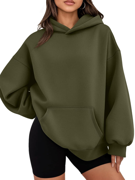 WYNNQUE Hoodies for Women Oversized Sweatshirts Fall Fashion Outfits 2025 Casual Sweaters Tops Fleece Plus Size Workout Comfy Winter Clothes ArmyGreen S