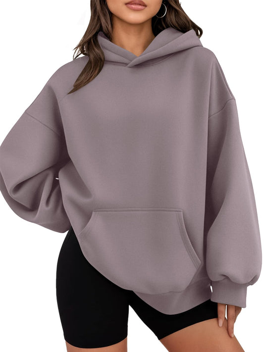 WYNNQUE Hoodies for Women Oversized Sweatshirts Fall Fashion Outfits 2025 Casual Sweaters Tops Fleece Plus Size Workout Comfy Winter Clothes GreyPurple S