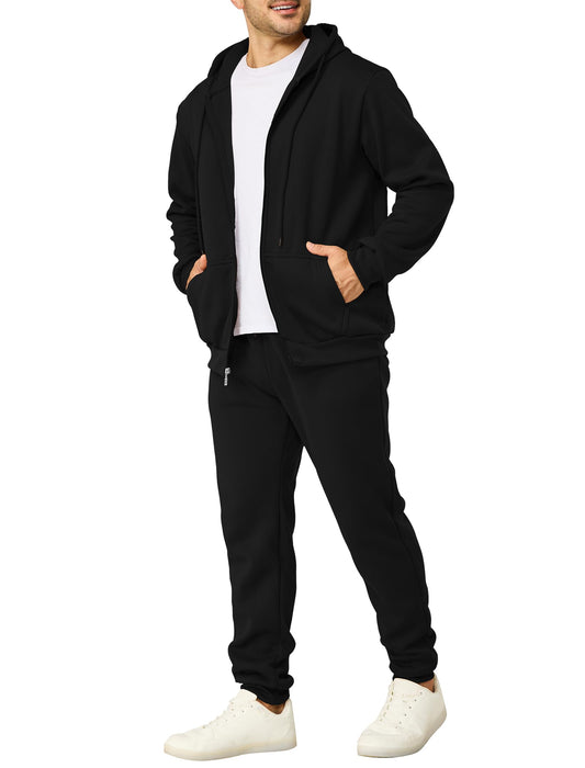 Mens Sweatsuits 2 Piece Casual Full Zip Tracksuits Zip Up Hoodie and Sweatpants Set Athletic Sweat Suits(M,Black)
