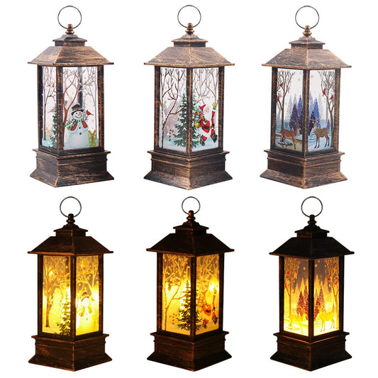 EONYUM Christmas Decorations, 3PCS Christmas Decorations Lights Vintage Xmas Candle with LED Tea Light Santa Claus Elk Snowman Pattern Lights Fireless Candles Lamp for Christmas Party Decor